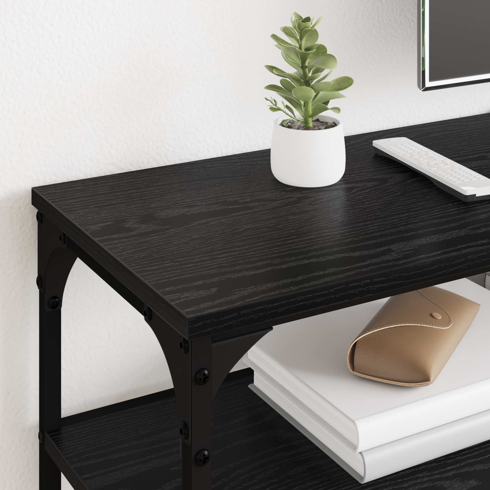 Meuble TV Chêne noir 200 x 30 x 50 cm Bois d'ingénierie et fer - XIOS