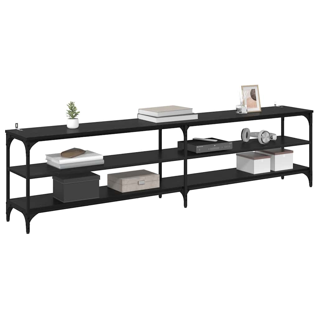 Meuble TV Chêne noir 200 x 30 x 50 cm Bois d'ingénierie et fer - XIOS