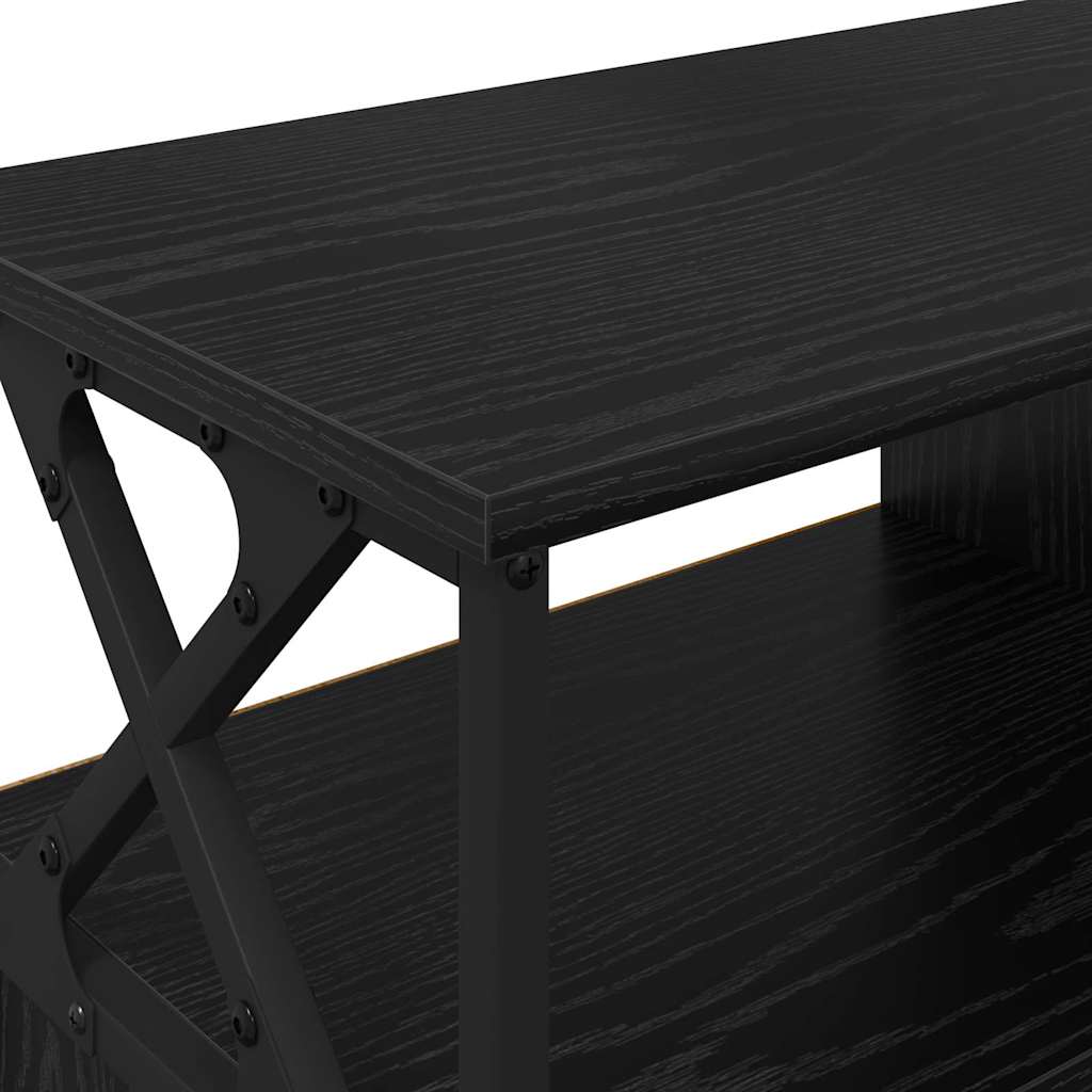 Meuble TV Chêne noir 90 x 33 x 45 cm Bois d'ingénierie et acier - XIOS