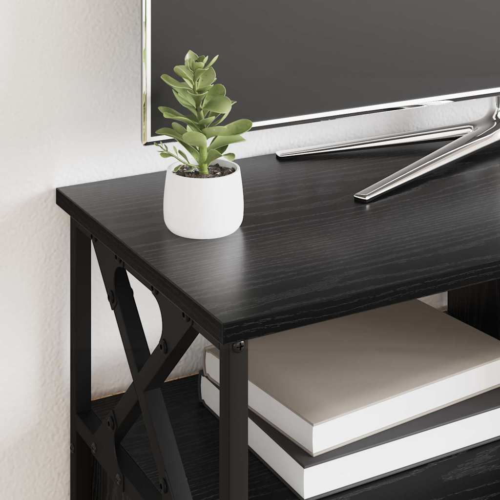 Meuble TV Chêne noir 90 x 33 x 45 cm Bois d'ingénierie et acier - XIOS