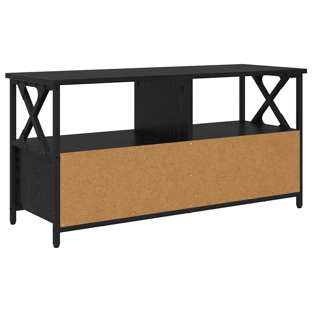 Meuble TV Chêne noir 90 x 33 x 45 cm Bois d'ingénierie et acier - XIOS