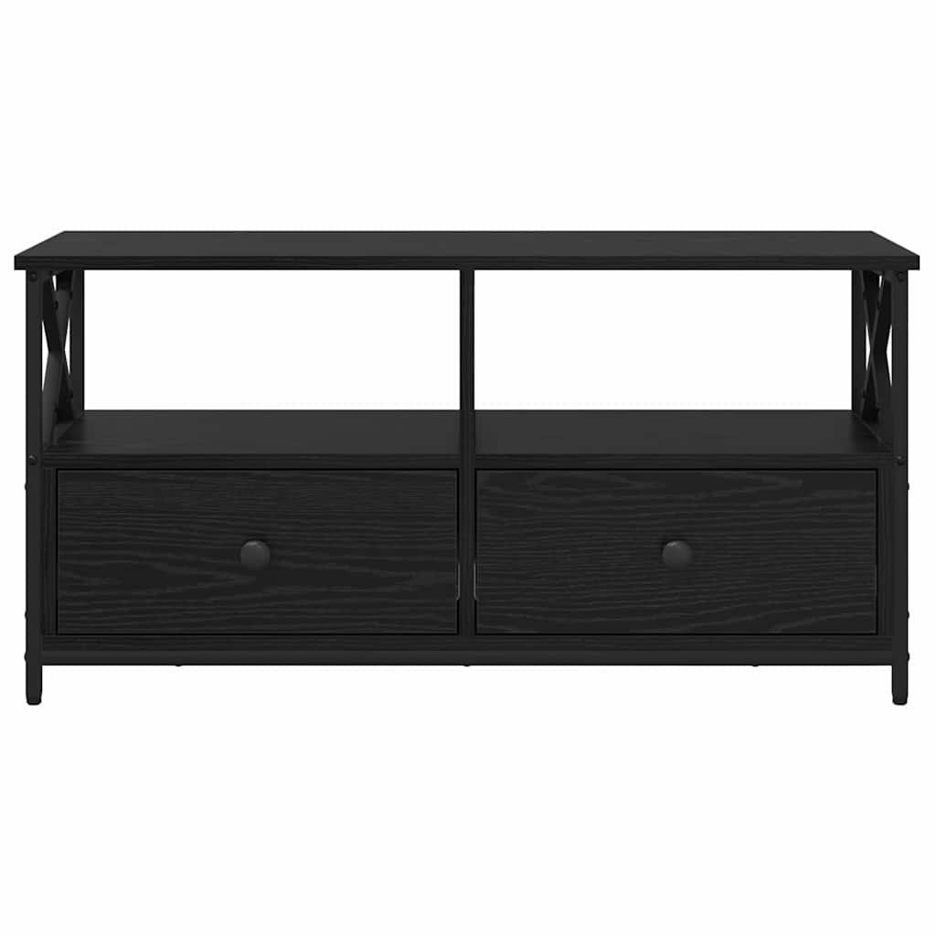 Meuble TV Chêne noir 90 x 33 x 45 cm Bois d'ingénierie et acier - XIOS