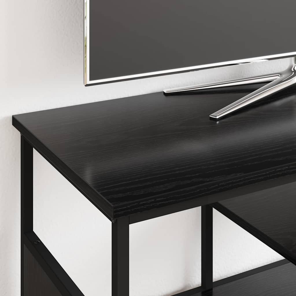 Meuble TV Chêne noir 100 x 35 x 45 cm Bois d'ingénierie et fer - XIOS