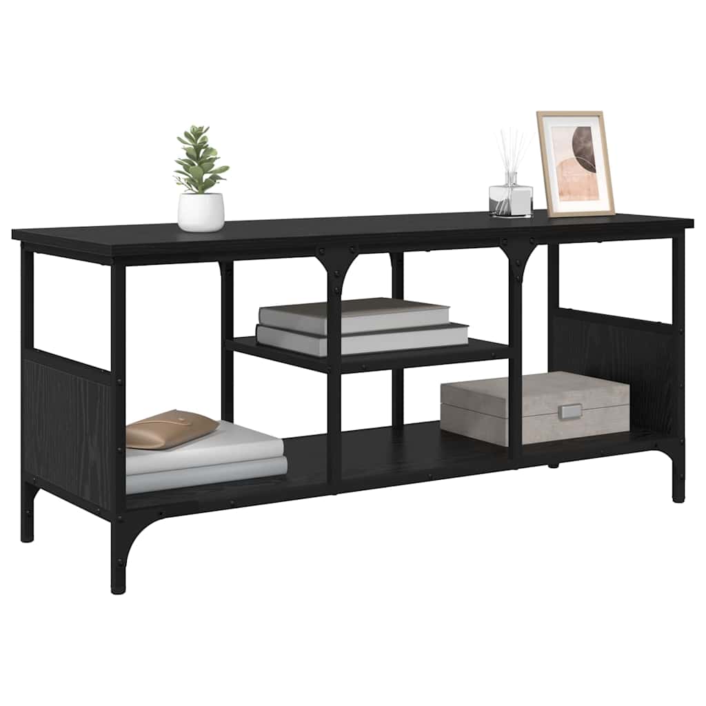 Meuble TV Chêne noir 100 x 35 x 45 cm Bois d'ingénierie et fer - XIOS