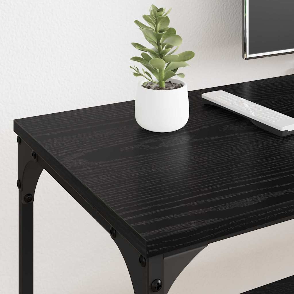 Meuble TV Chêne noir 201 x 35 x 45 cm Bois d'ingénierie et fer - XIOS