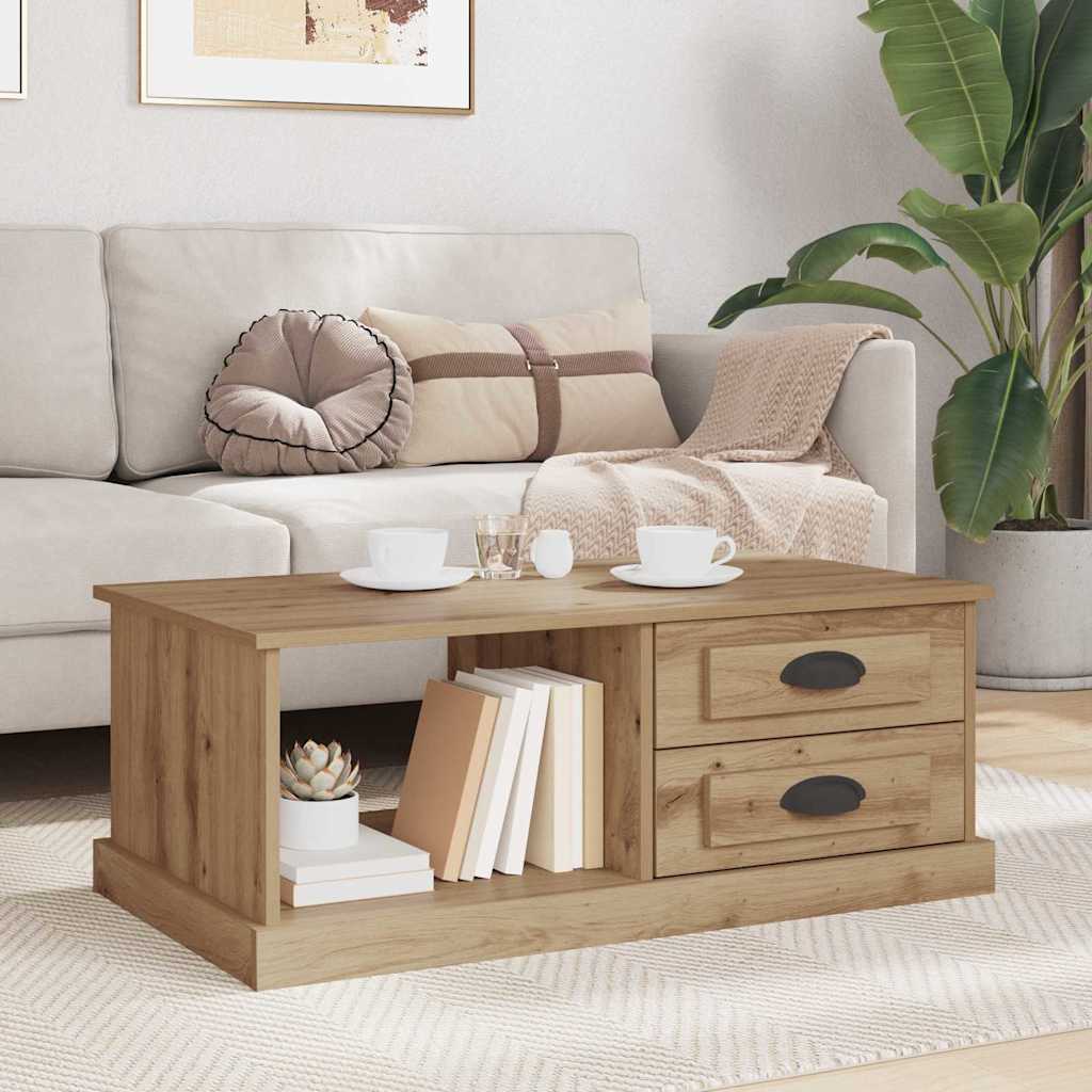 Table basse Chêne artisanal 90 x 50 x 35 cm Bois d'ingénierie - XIOS