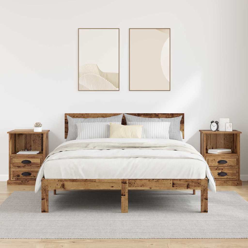 Cabinet de chevet avec tiroir 2 pcs Bois ancien 43 x 36 x 60 cm - XIOS