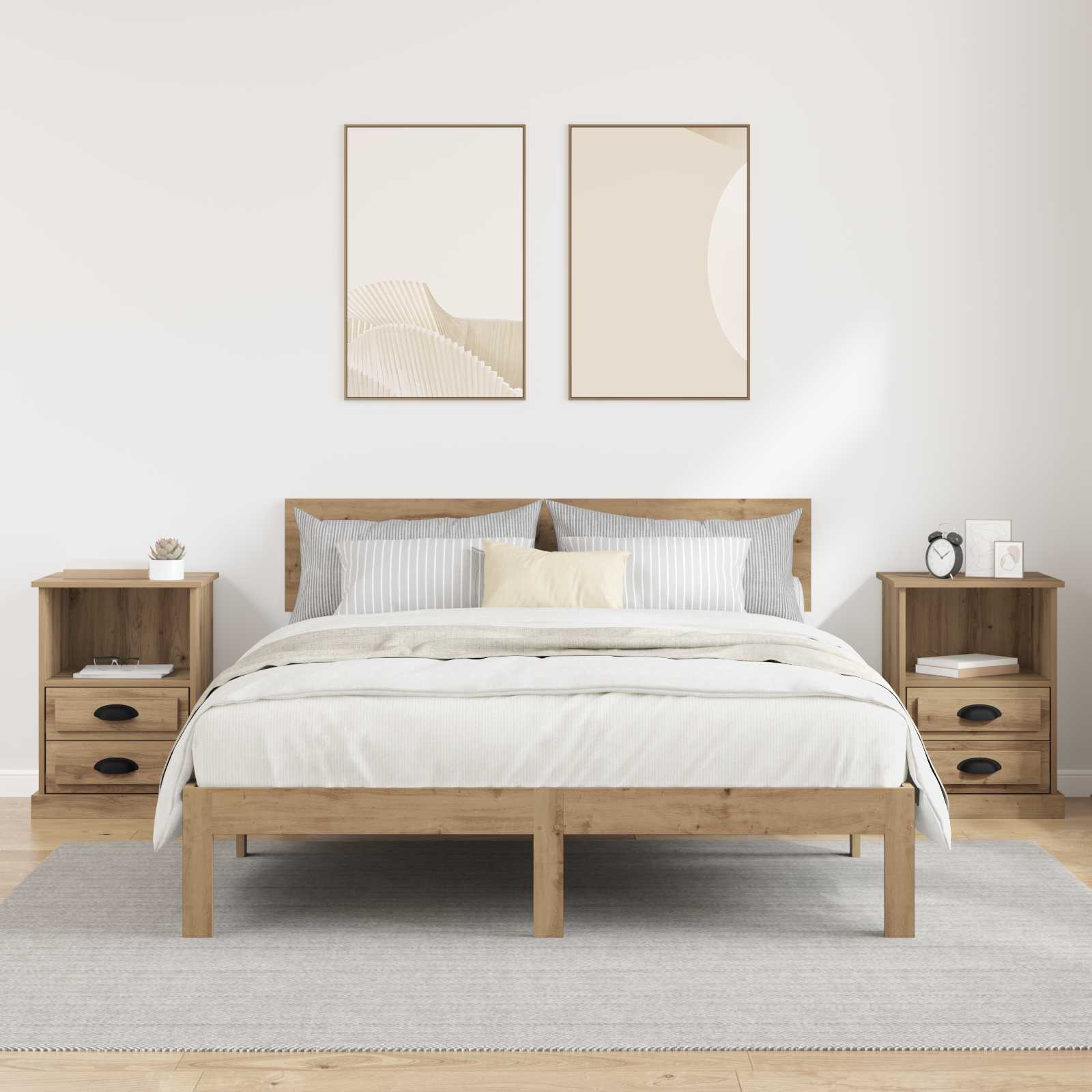 Cabinet de chevet 2 pc Chêne artisanal 36 x 43 x 60 cm - XIOS