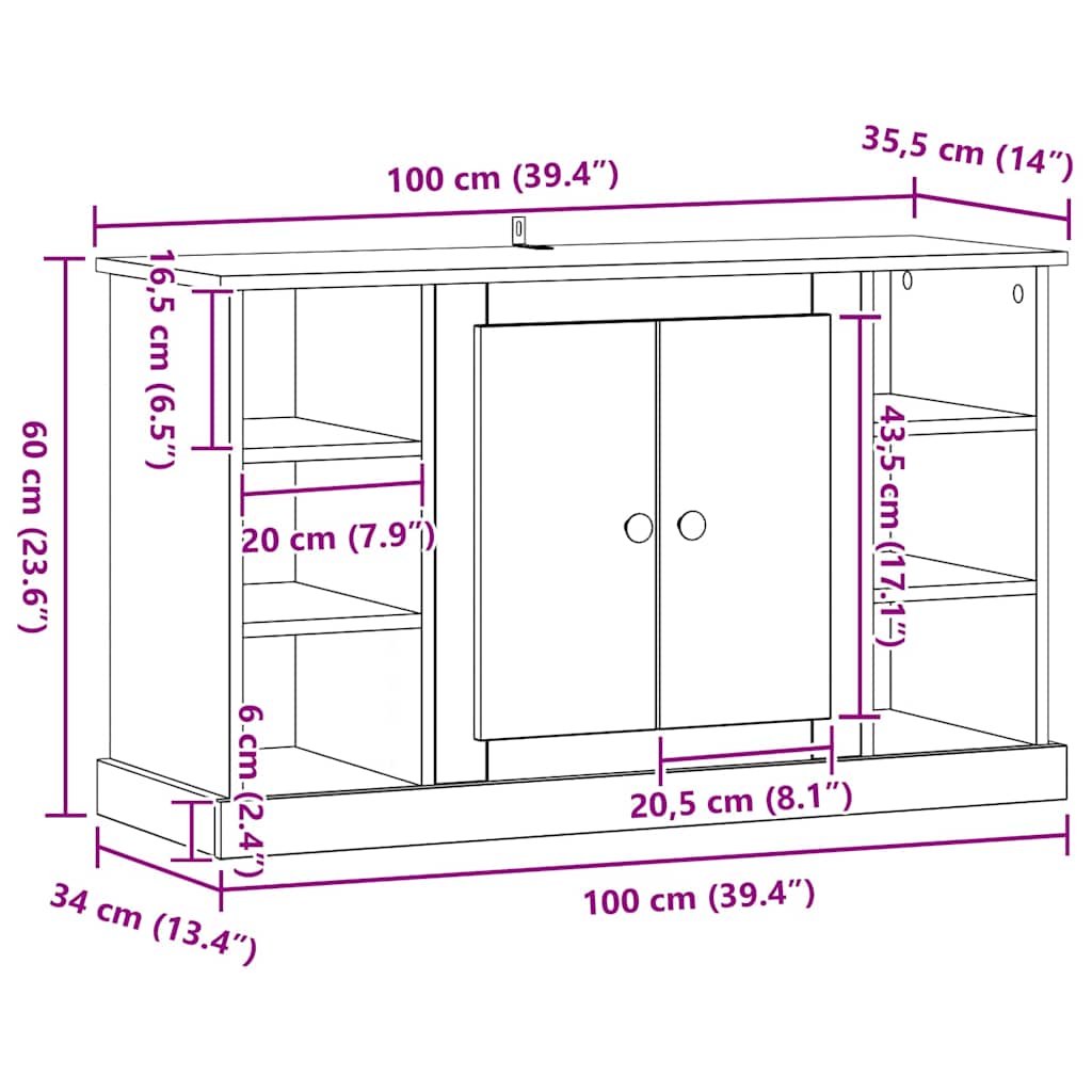 Buffet Chêne noir 100 x 35,5 x 60 cm Bois d'ingénierie - XIOS