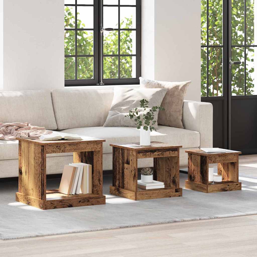 Table basse 3 pcs Bois Ancien Bois d'ingénierie - XIOS