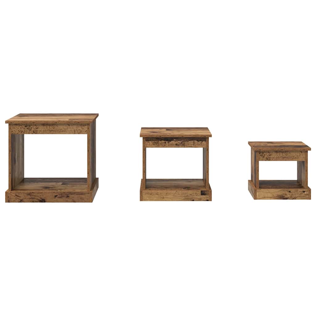 Table basse 3 pcs Bois Ancien Bois d'ingénierie - XIOS