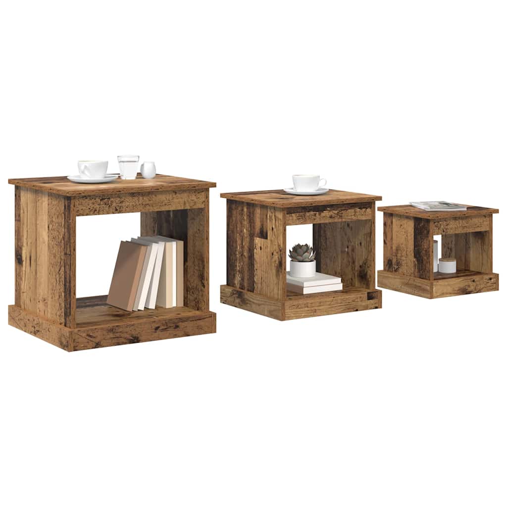 Table basse 3 pcs Bois Ancien Bois d'ingénierie - XIOS