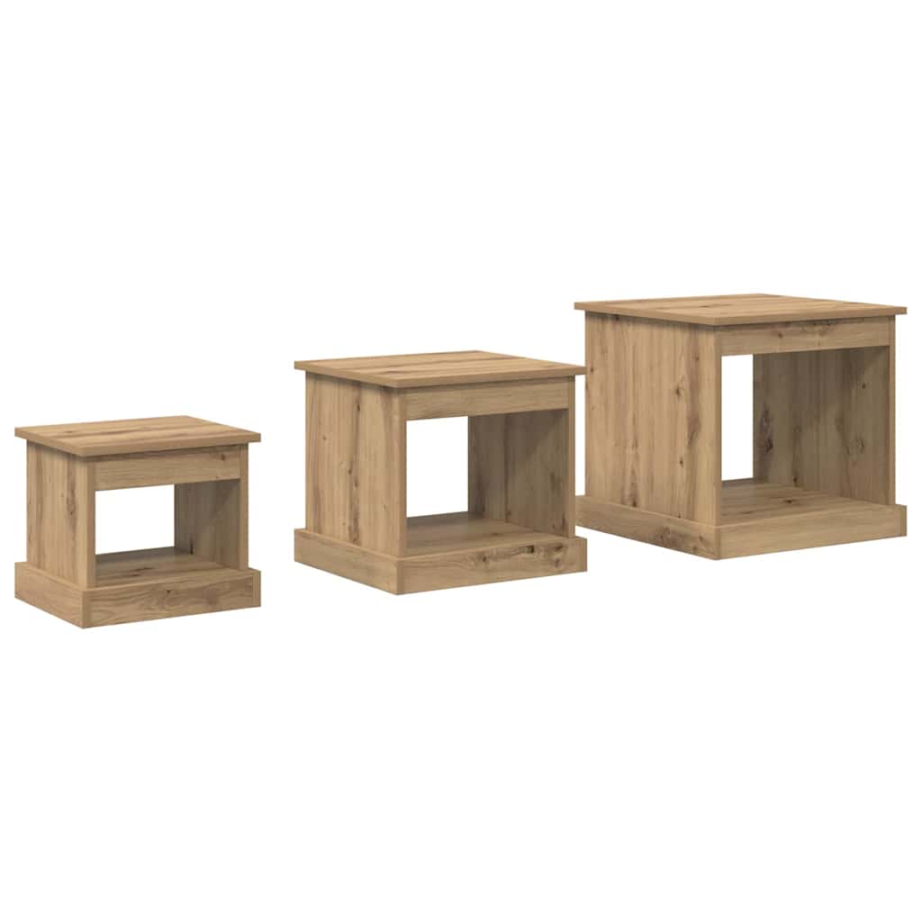 Table basse 3 pcs Chêne artisanal Bois d'ingénierie - XIOS
