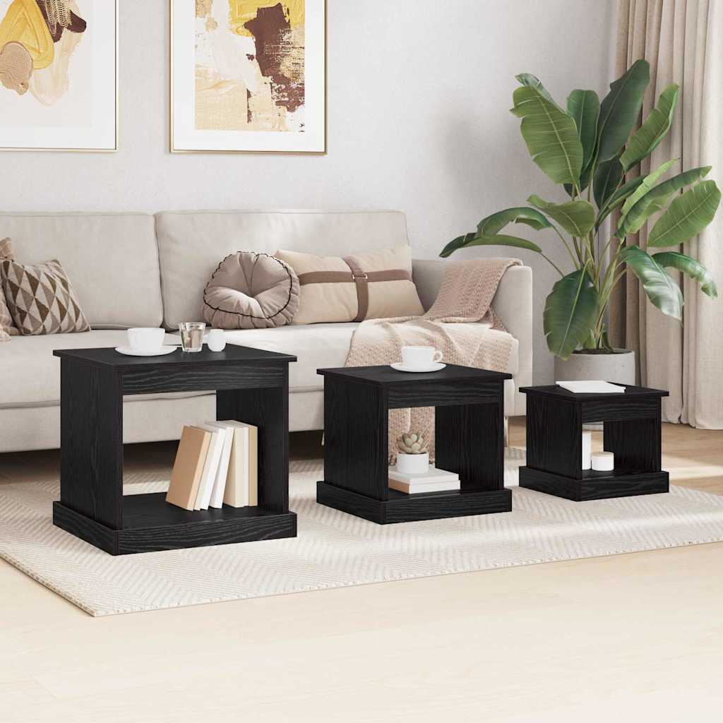 Table basse 3 pcs Chêne noir Bois d'ingénierie - XIOS