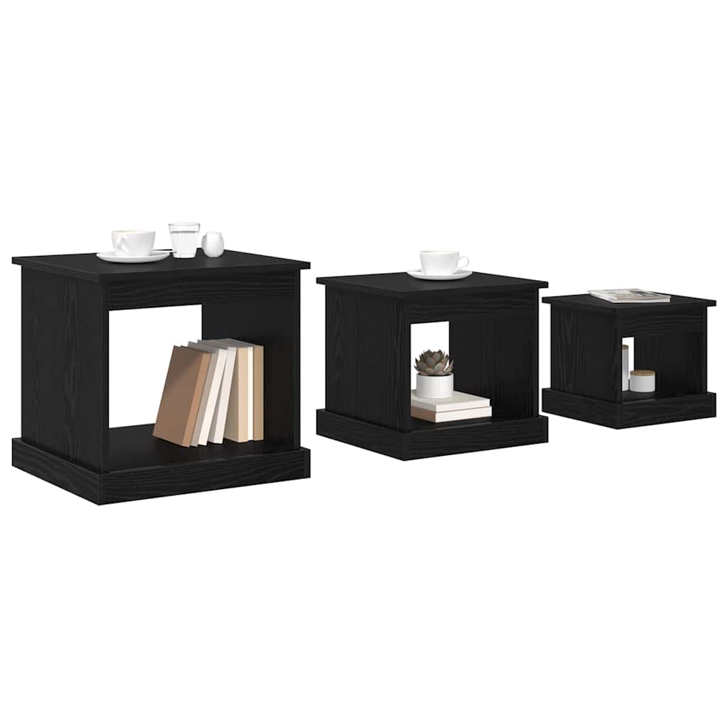 Table basse 3 pcs Chêne noir Bois d'ingénierie - XIOS