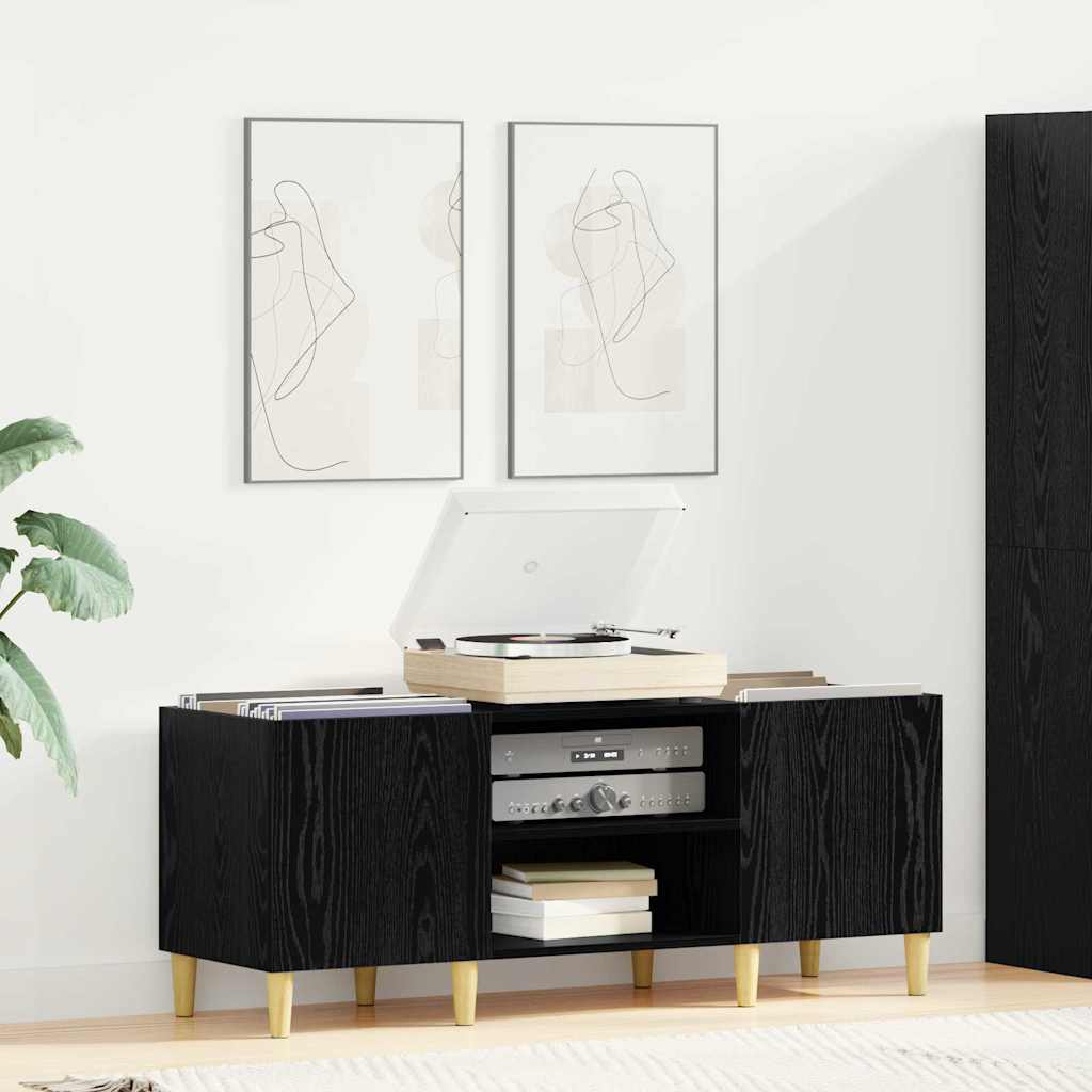 Meuble à vinyles Chêne noir 121 x 38 x 48 cm Bois d'ingénierie - XIOS
