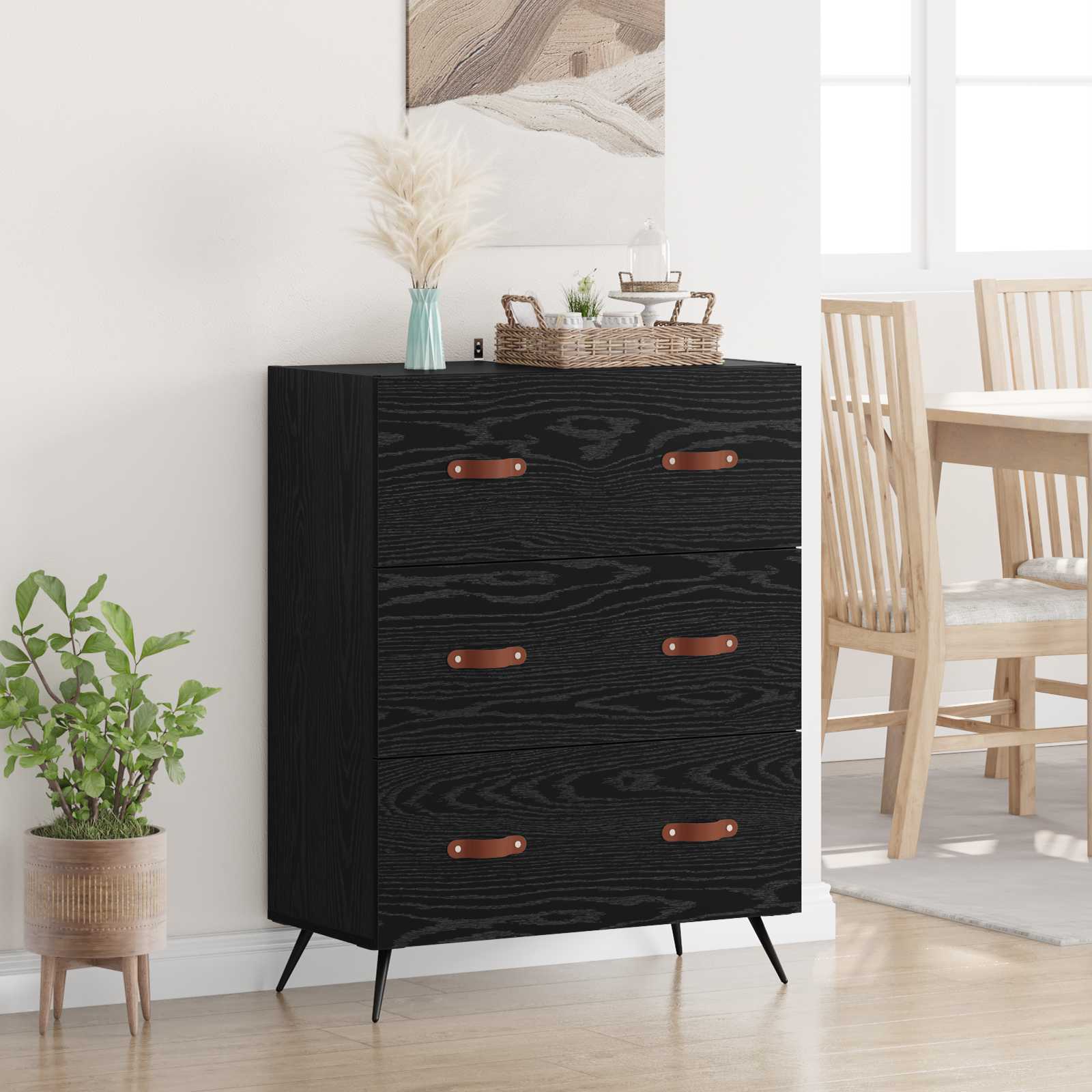 Commode Chêne Noir 69,5 x 34 x 90 cm Bois d’ingénierie - XIOS