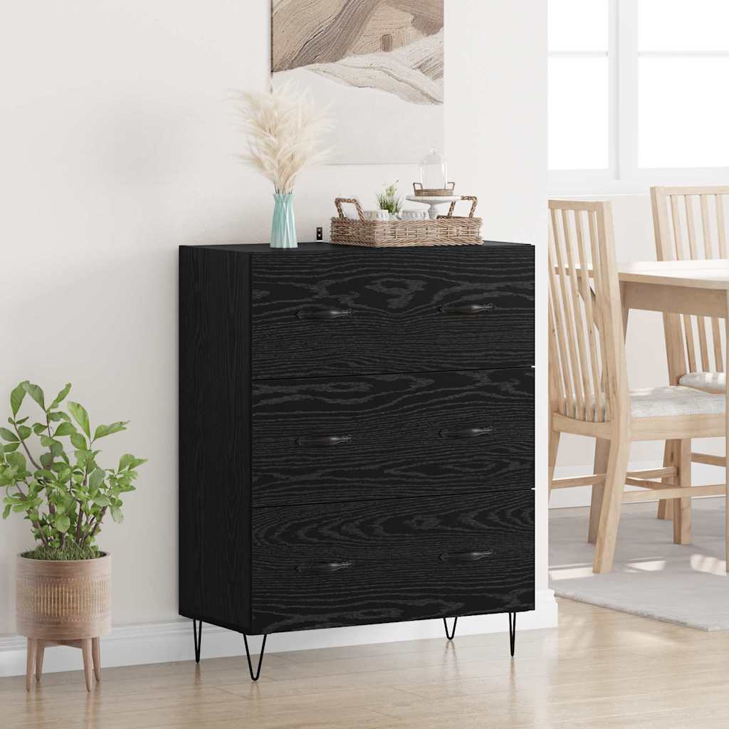 Buffet Chêne noir 69,5 x 34 x 90 cm Bois d'ingénierie et fer - XIOS