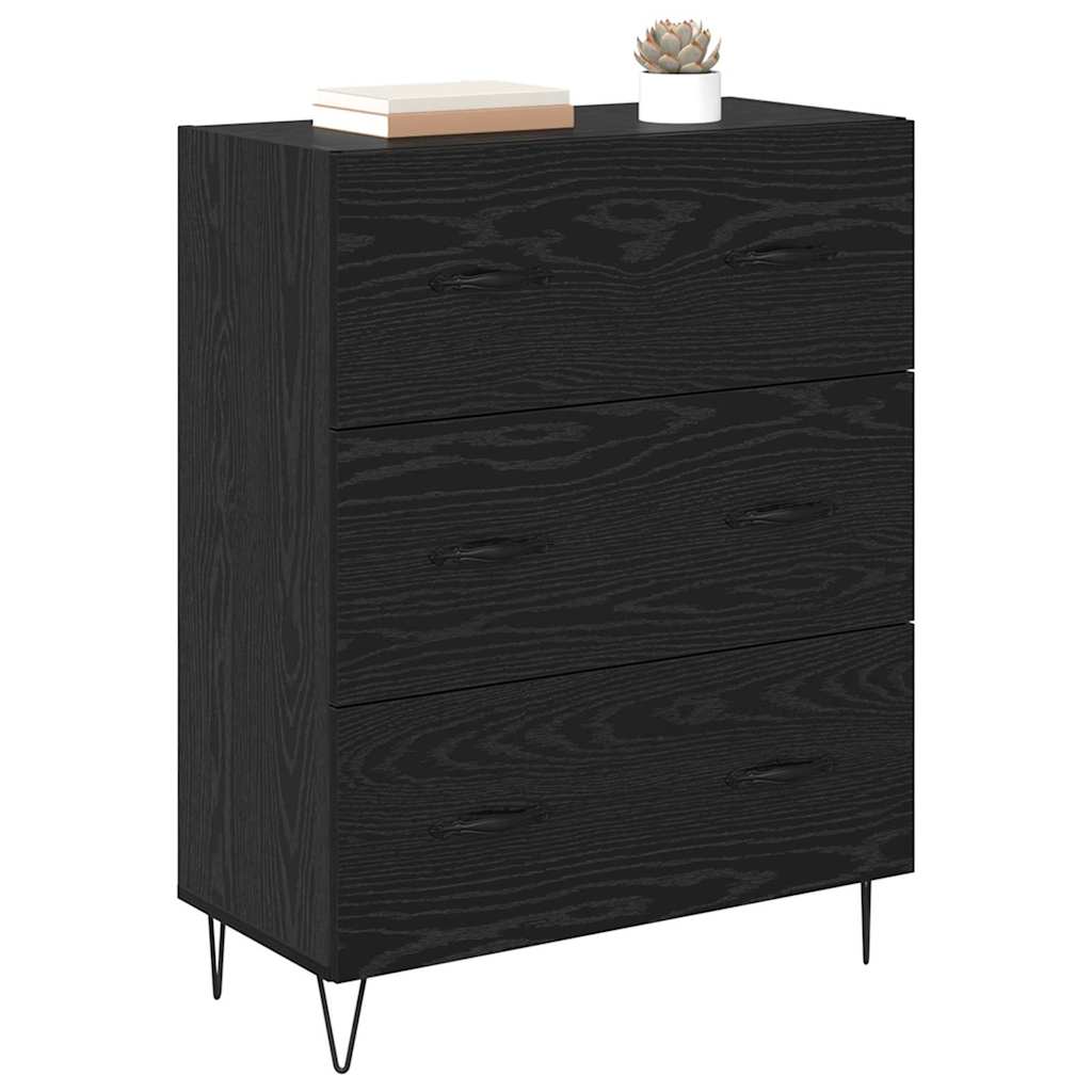 Buffet Chêne noir 69,5 x 34 x 90 cm Bois d'ingénierie et fer - XIOS