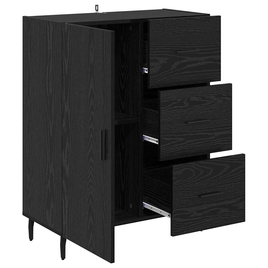 Buffet Chêne noir 69,5 x 34 x 90 cm Bois d'ingénierie et fer - XIOS