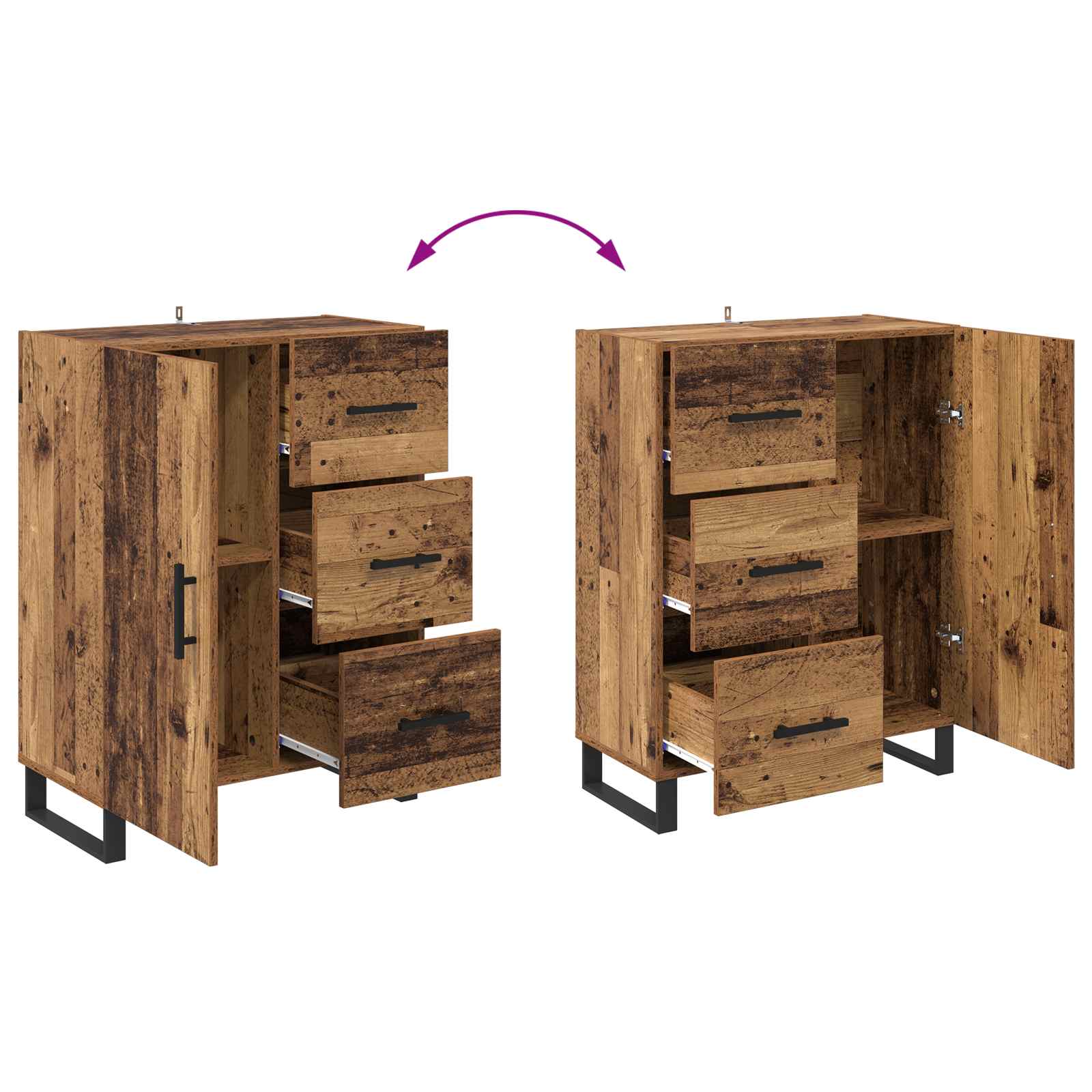 Buffet Bois Ancien 69,5 x 34 x 90 cm Bois d'ingénierie et fer - XIOS