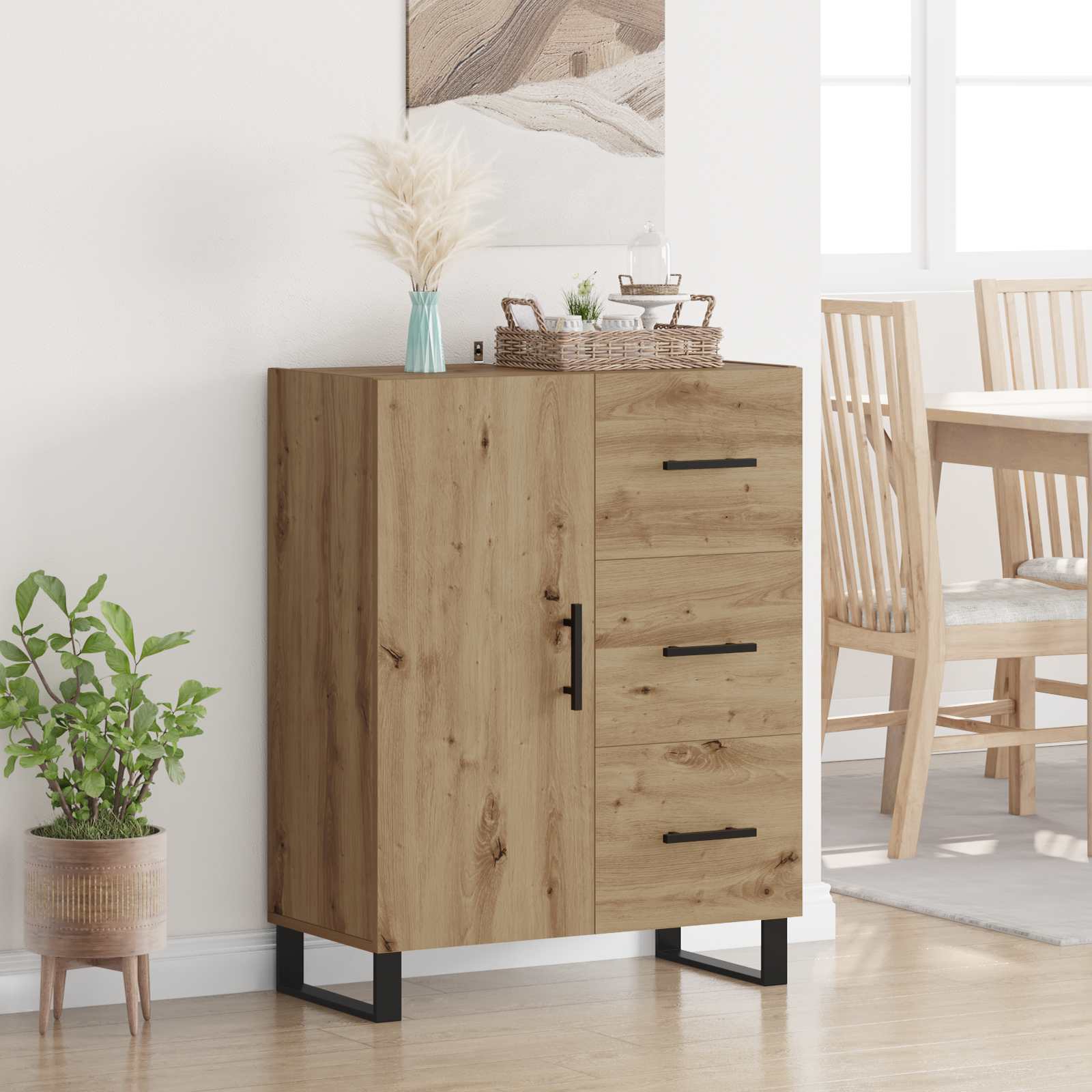 Buffet avec tiroir Chêne artisanal 69,5 x 34 x 90 cm - XIOS