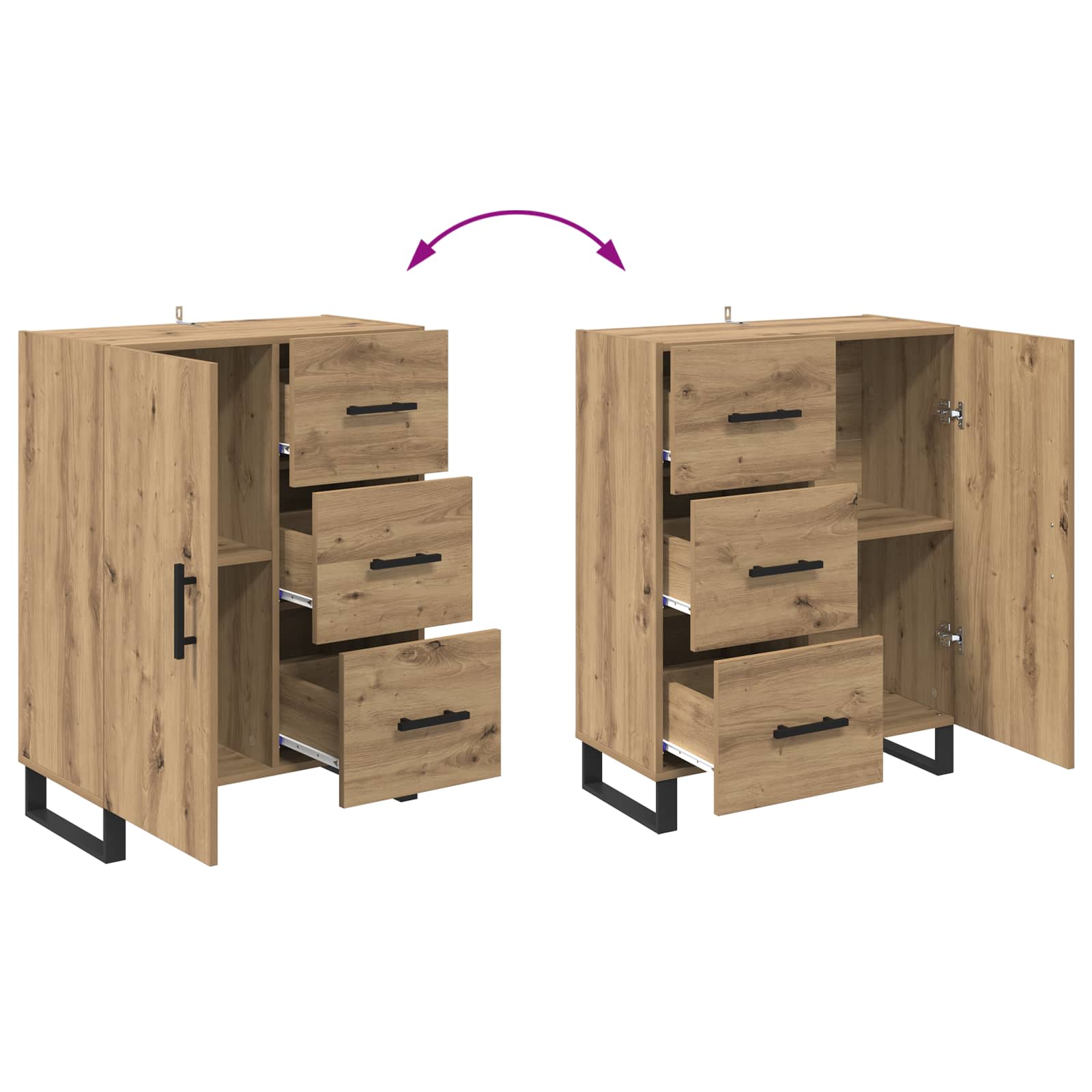Buffet avec tiroir Chêne artisanal 69,5 x 34 x 90 cm - XIOS