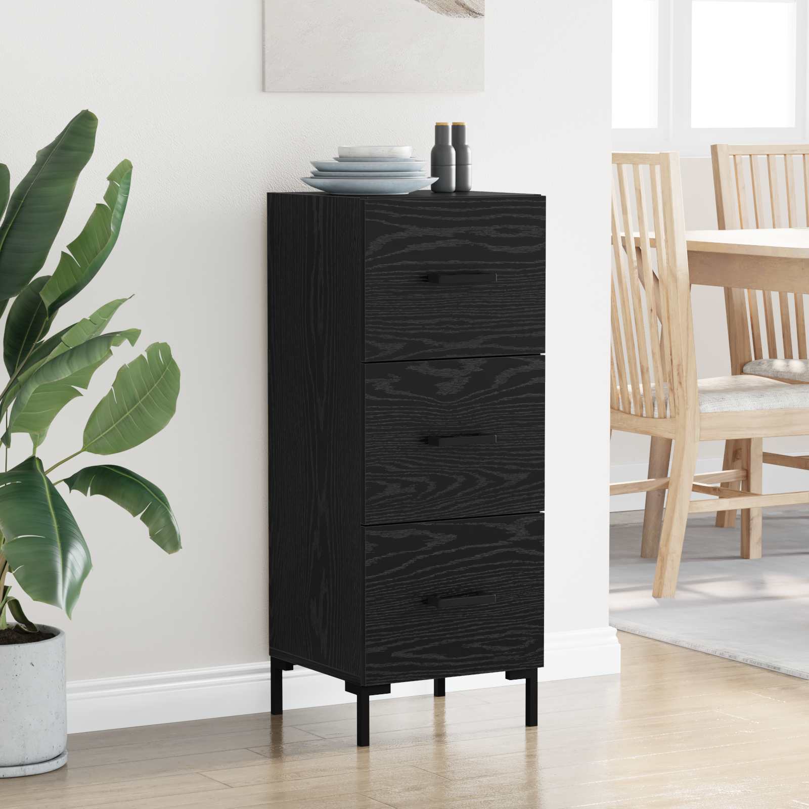 Buffet Chêne noir 34,5 x 34 x 90 cm Bois d'ingénierie - XIOS