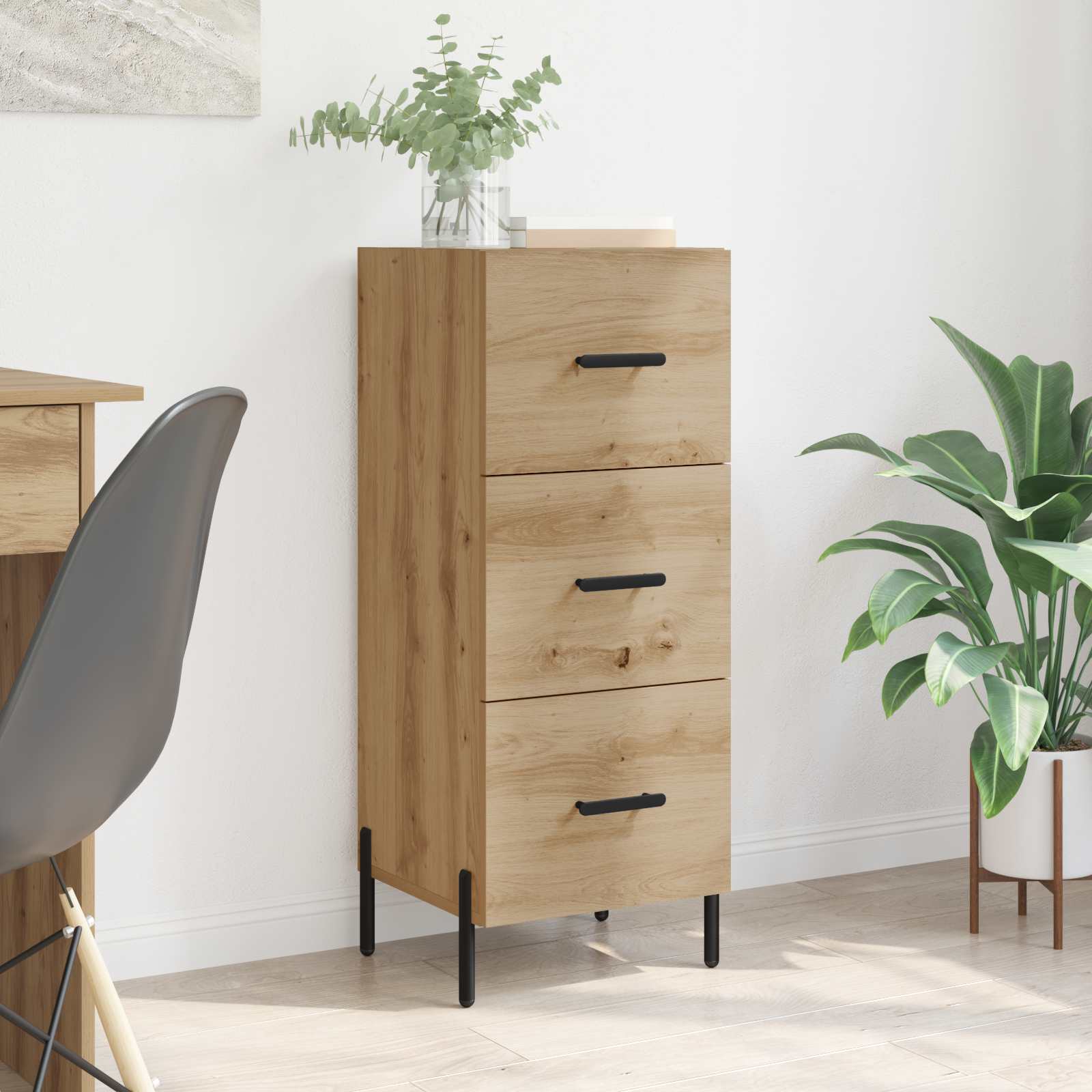 Buffet chêne artisanal 34 x 34,5 x 90 cm Bois d'ingénierie - XIOS