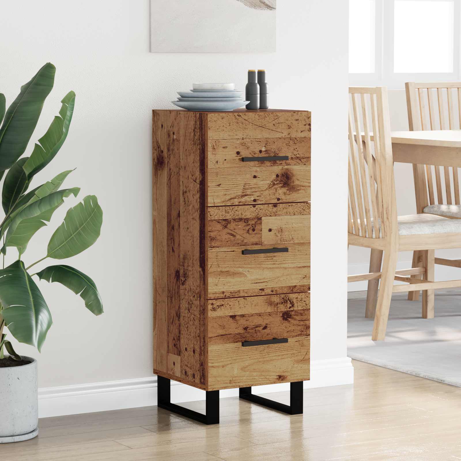 Buffet Bois Ancien 34,5 x 34 x 90 cm Bois d'ingénierie et fer - XIOS