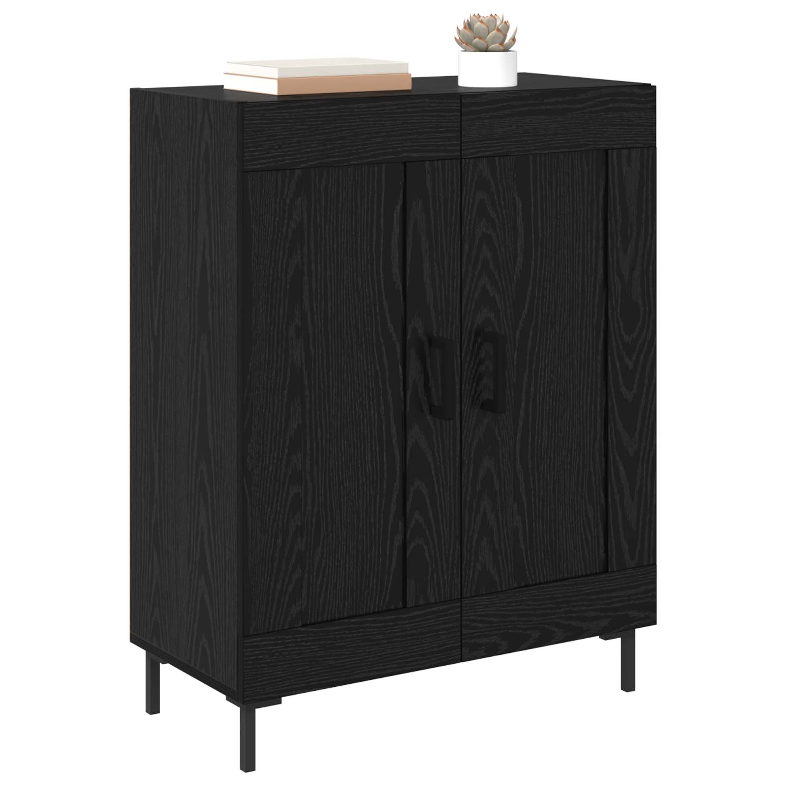 Buffet Chêne noir 69,5 x 34 x 90 cm Bois d'ingénierie et fer - XIOS