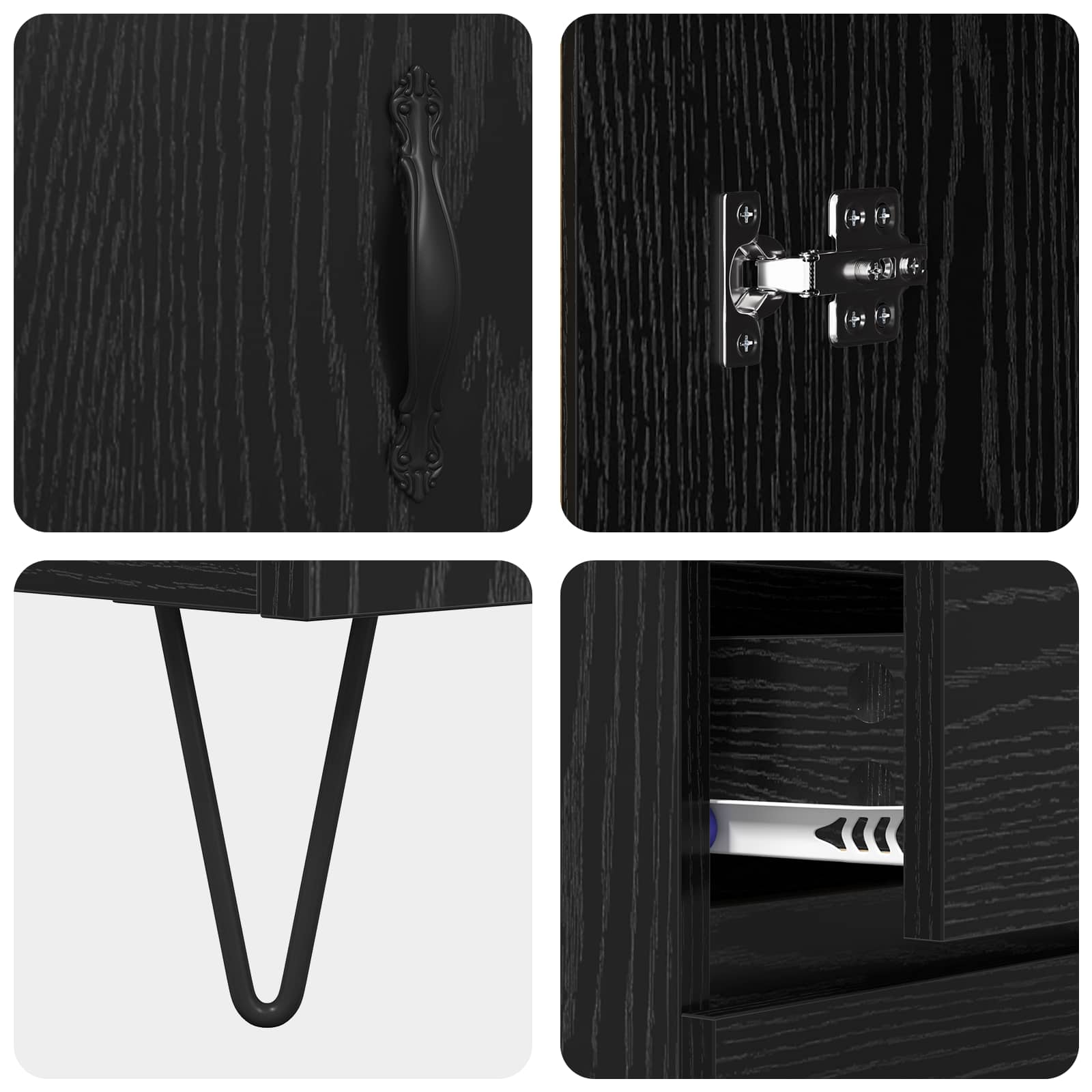 Buffet Chêne Noir 69,5 x 34 x 90 cm Bois d’ingénierie - XIOS