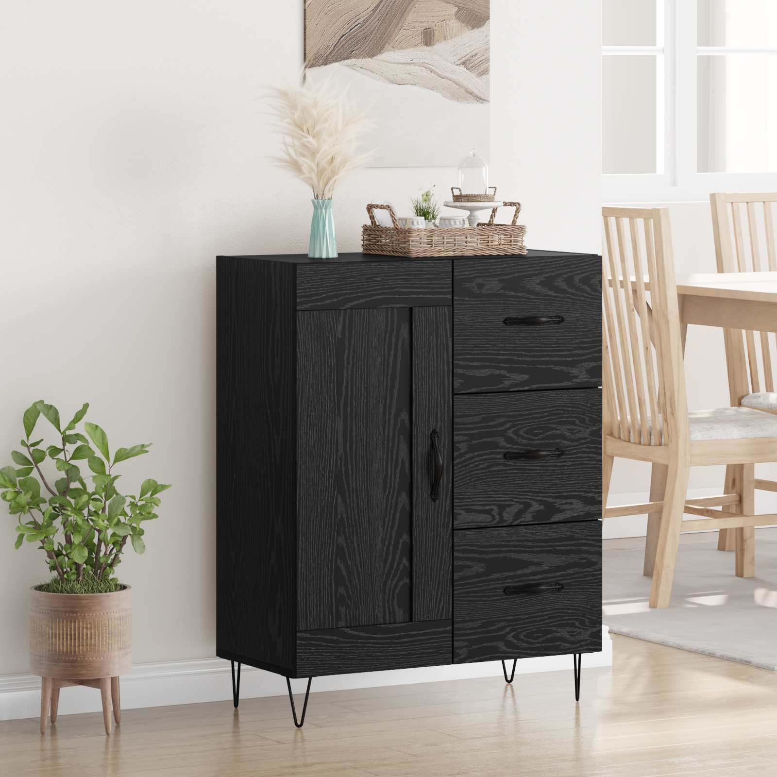 Buffet Chêne Noir 69,5 x 34 x 90 cm Bois d’ingénierie - XIOS