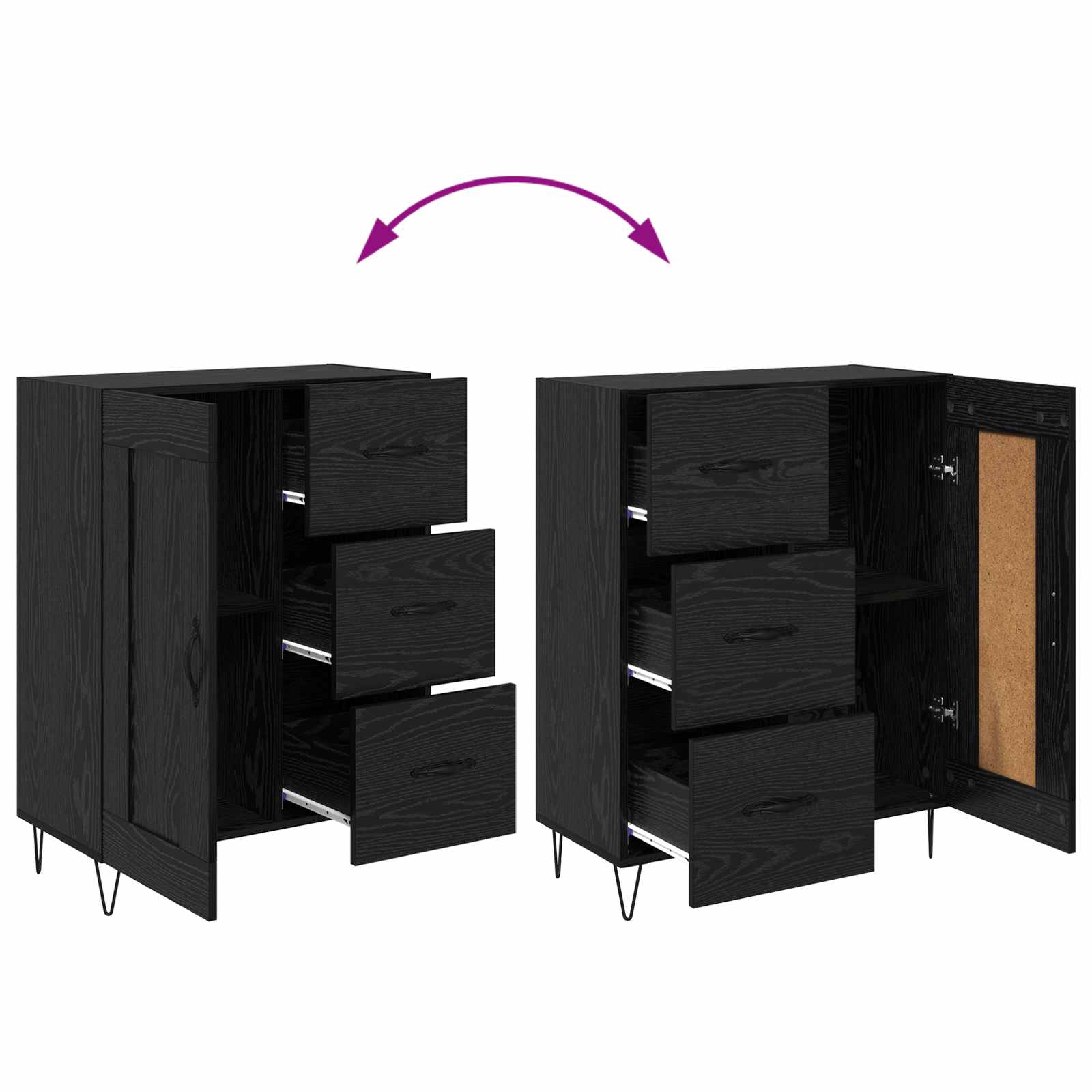 Buffet Chêne Noir 69,5 x 34 x 90 cm Bois d’ingénierie - XIOS