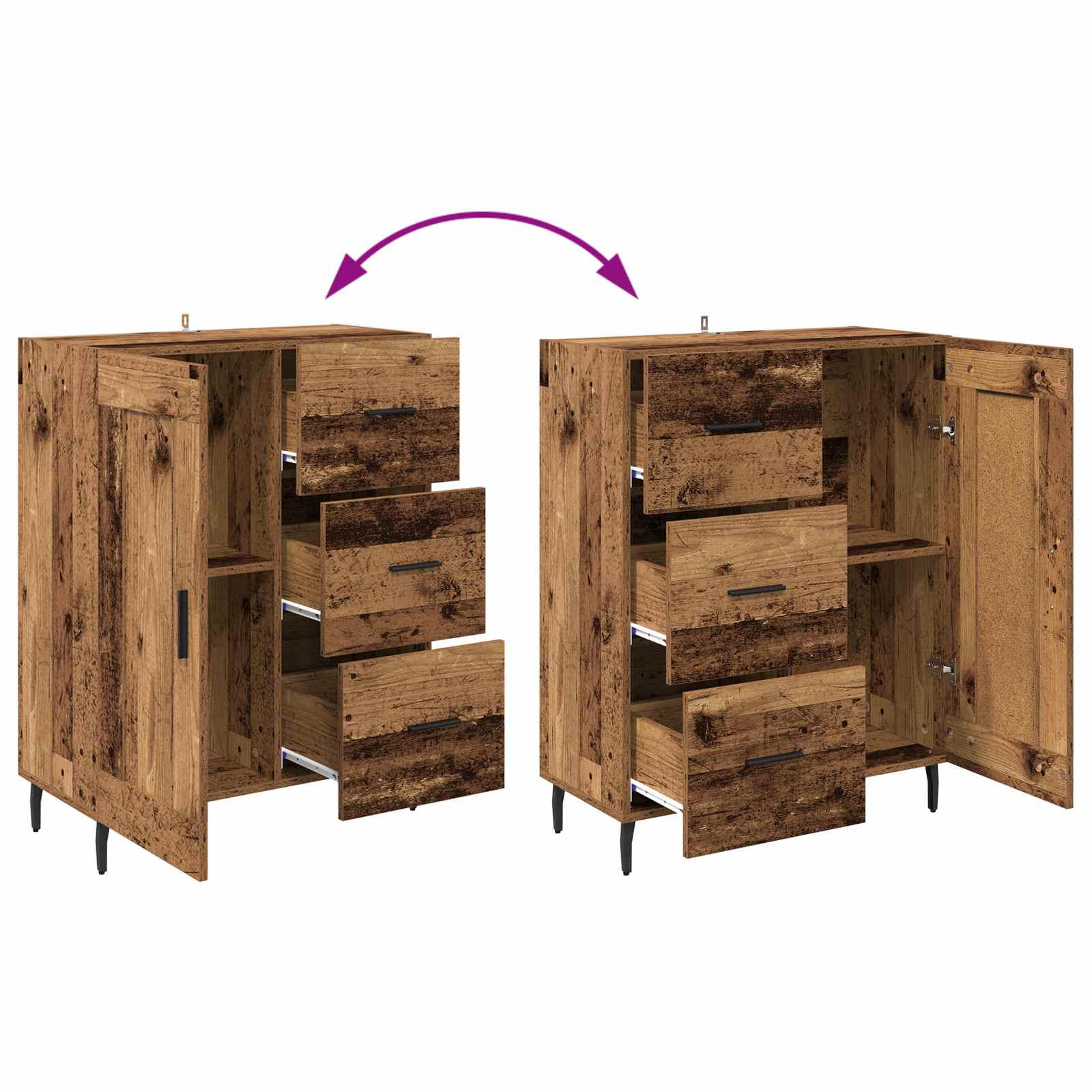 Buffet Bois Ancien 69,5 x 34 x 90 cm Bois d'ingénierie et fer - XIOS