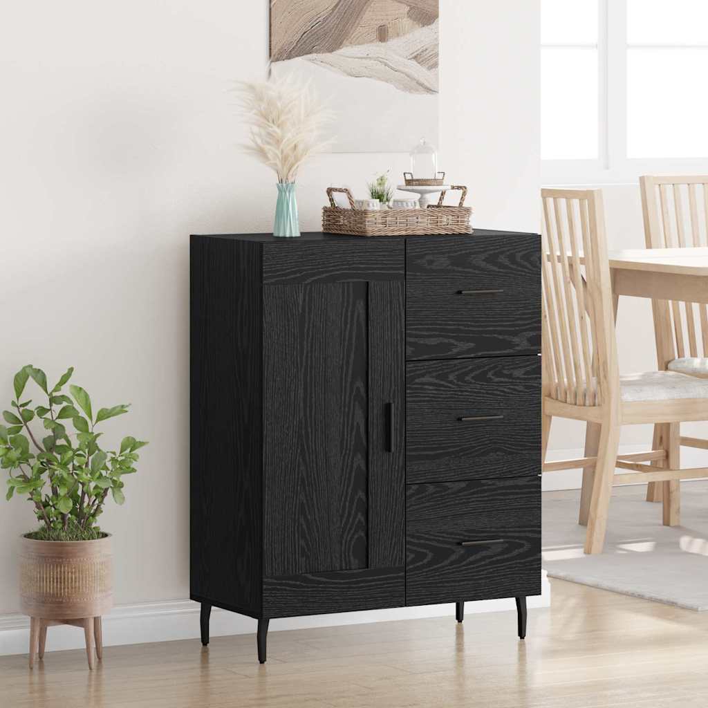 Buffet Chêne noir 69,5 x 34 x 90 cm Bois d'ingénierie et fer - XIOS