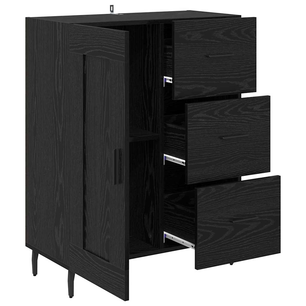 Buffet Chêne noir 69,5 x 34 x 90 cm Bois d'ingénierie et fer - XIOS