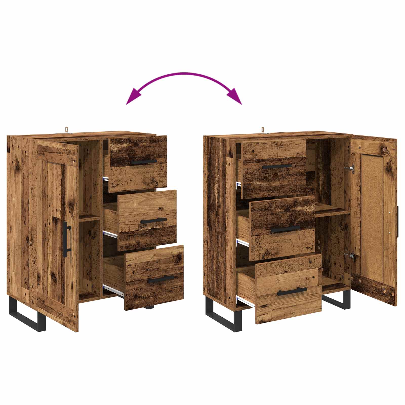 Buffet Bois Ancien 69,5 x 34 x 90 cm Bois d'ingénierie et fer - XIOS