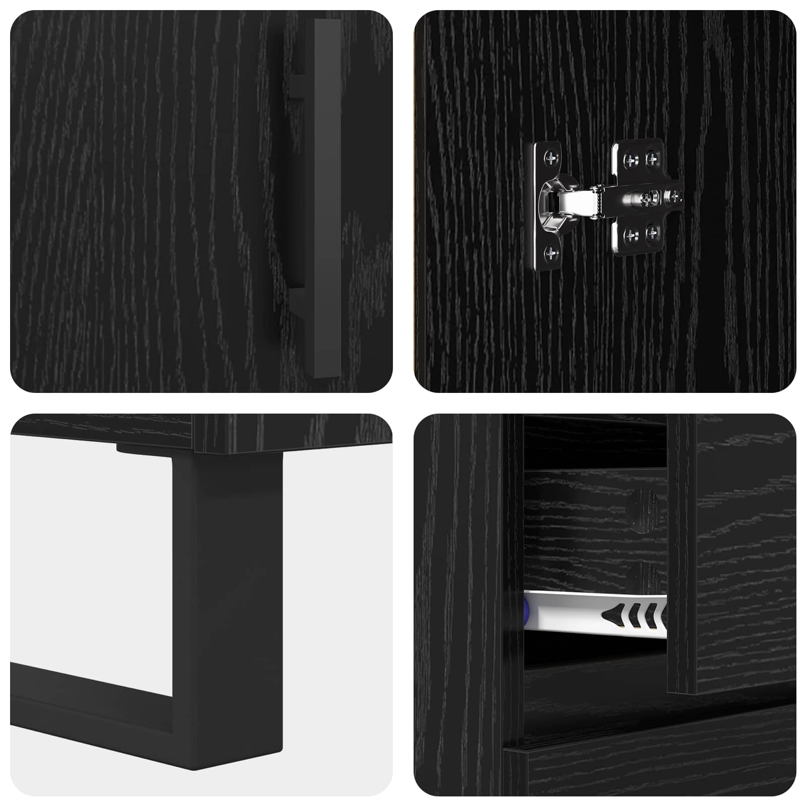 Buffet Chêne noir 69,5 x 34 x 90 cm Bois d'ingénierie et fer - XIOS