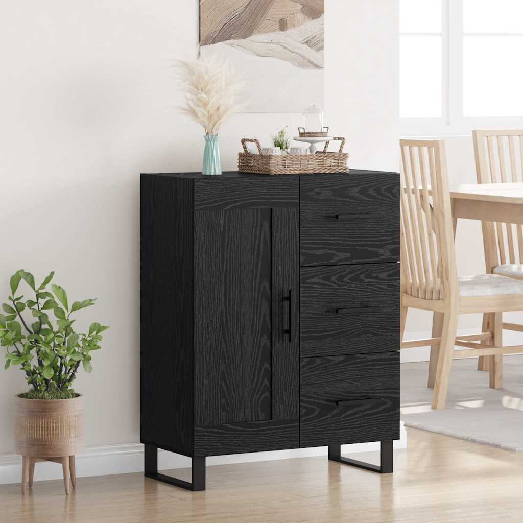 Buffet Chêne noir 69,5 x 34 x 90 cm Bois d'ingénierie et fer - XIOS