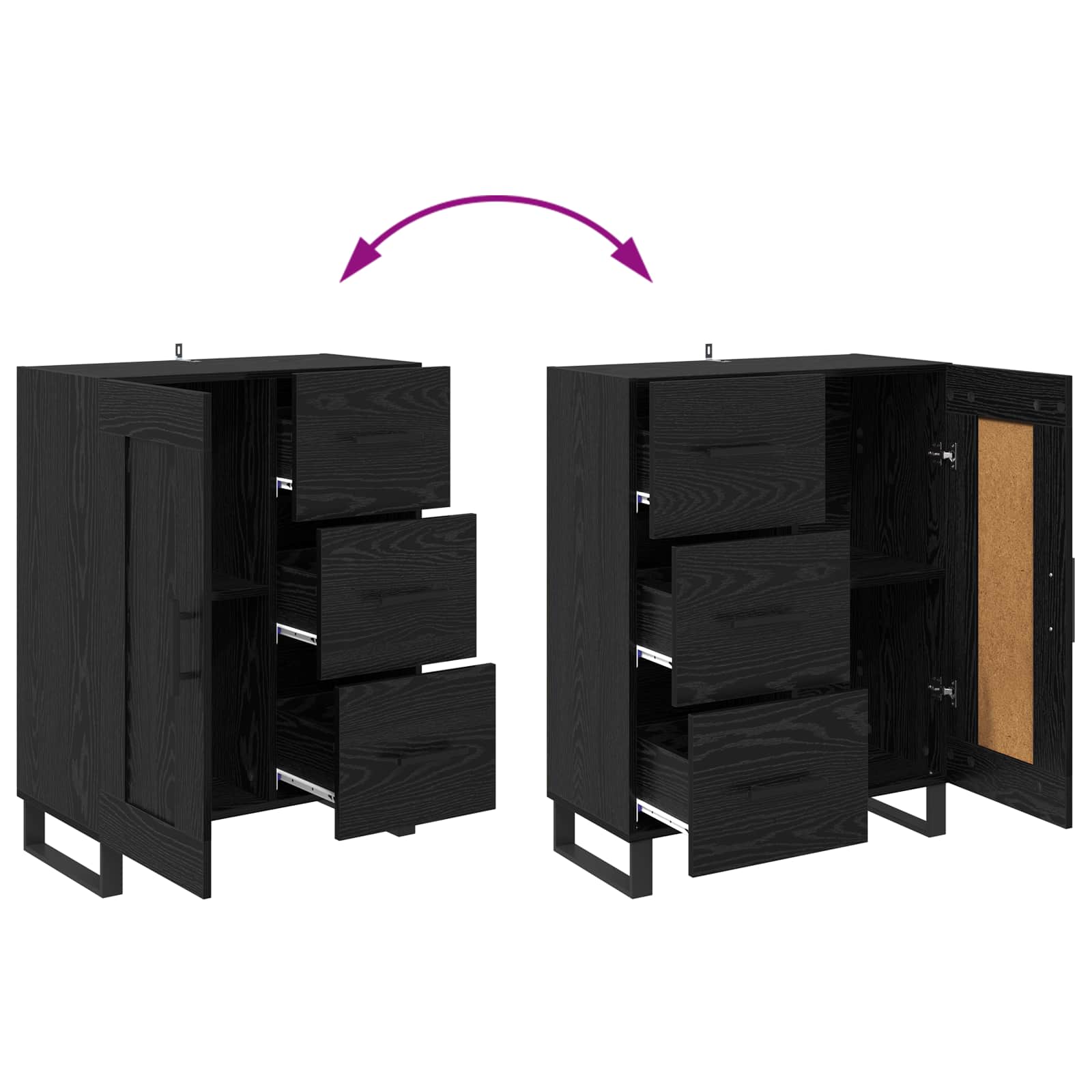 Buffet Chêne noir 69,5 x 34 x 90 cm Bois d'ingénierie et fer - XIOS