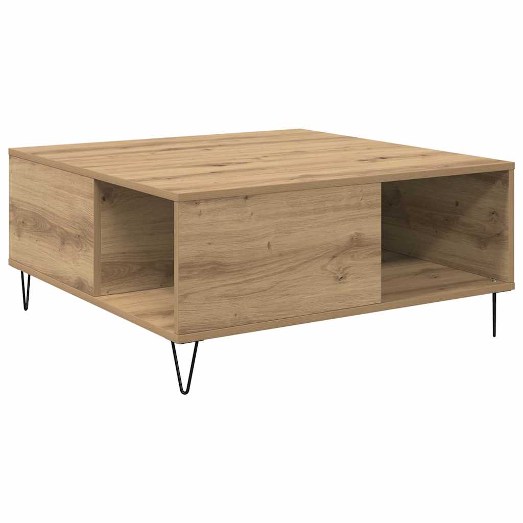 Table basse Chêne artisanal 80 x 80 x 36,5 cm Bois d'ingénierie - XIOS