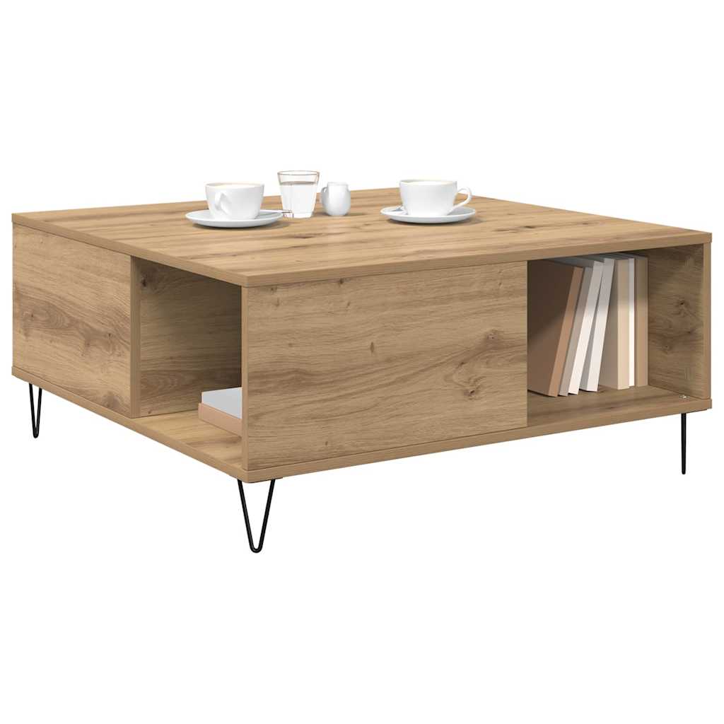 Table basse Chêne artisanal 80 x 80 x 36,5 cm Bois d'ingénierie - XIOS