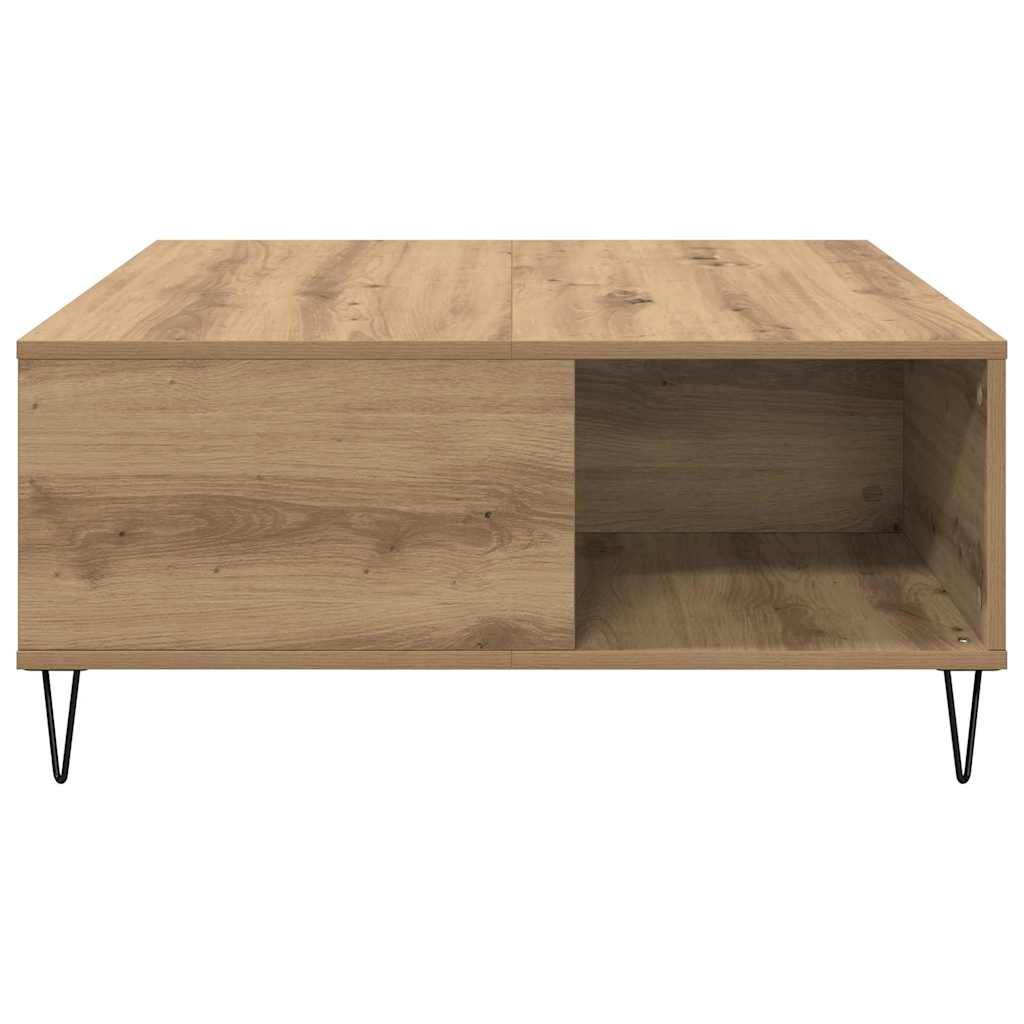 Table basse Chêne artisanal 80 x 80 x 36,5 cm Bois d'ingénierie - XIOS