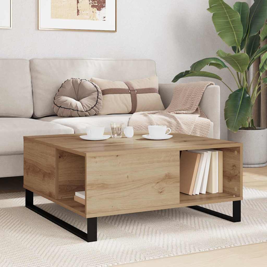 Table basse Chêne artisanal 80 x 80 x 36,5 cm Bois d'ingénierie - XIOS