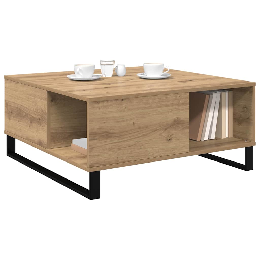 Table basse Chêne artisanal 80 x 80 x 36,5 cm Bois d'ingénierie - XIOS