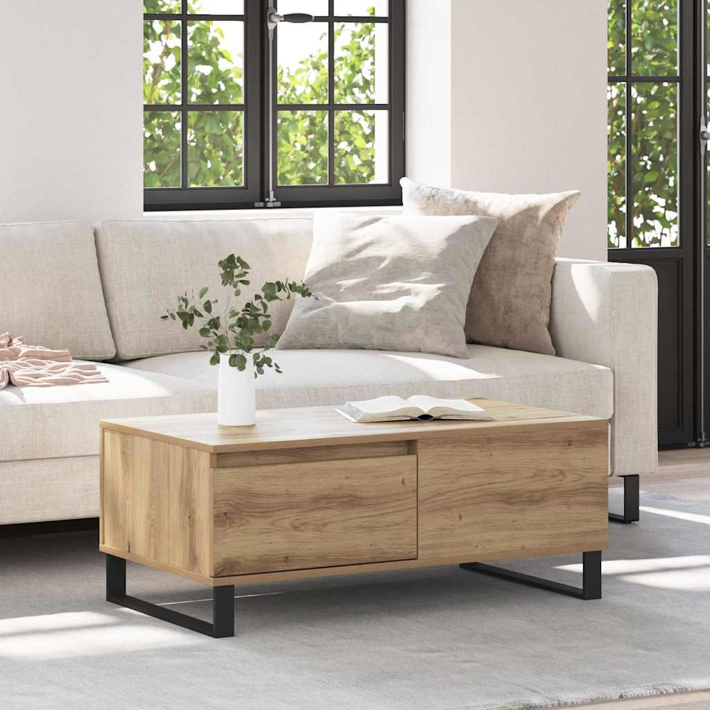 Table basse Chêne artisanal 90 x 50 x 36,5 cm Bois d'ingénierie - XIOS