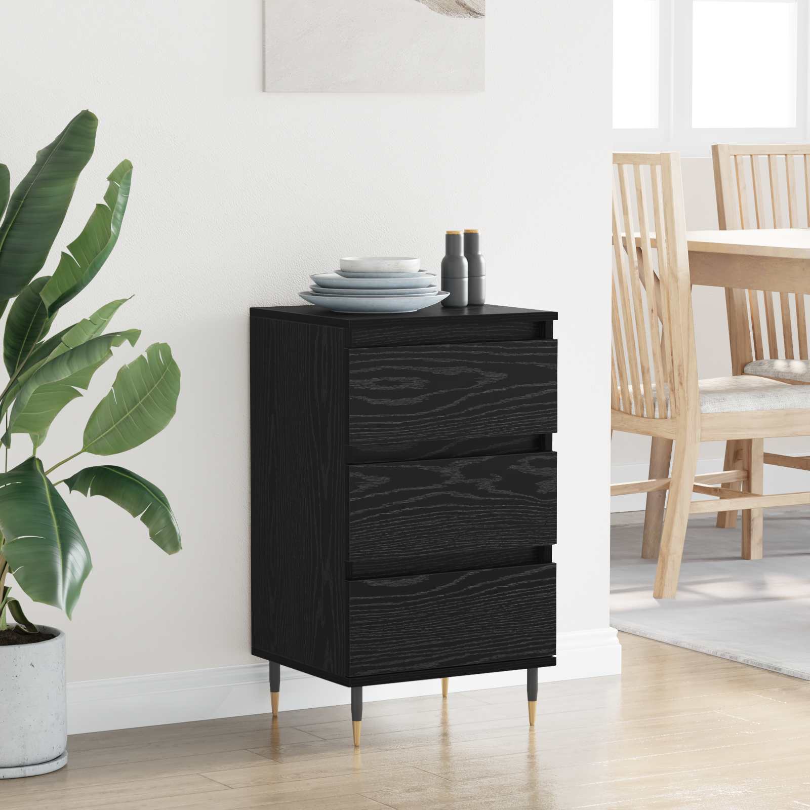 Buffet avec tiroir Chêne noir 35 x 40 x 70 cm Bois d'ingénierie - XIOS