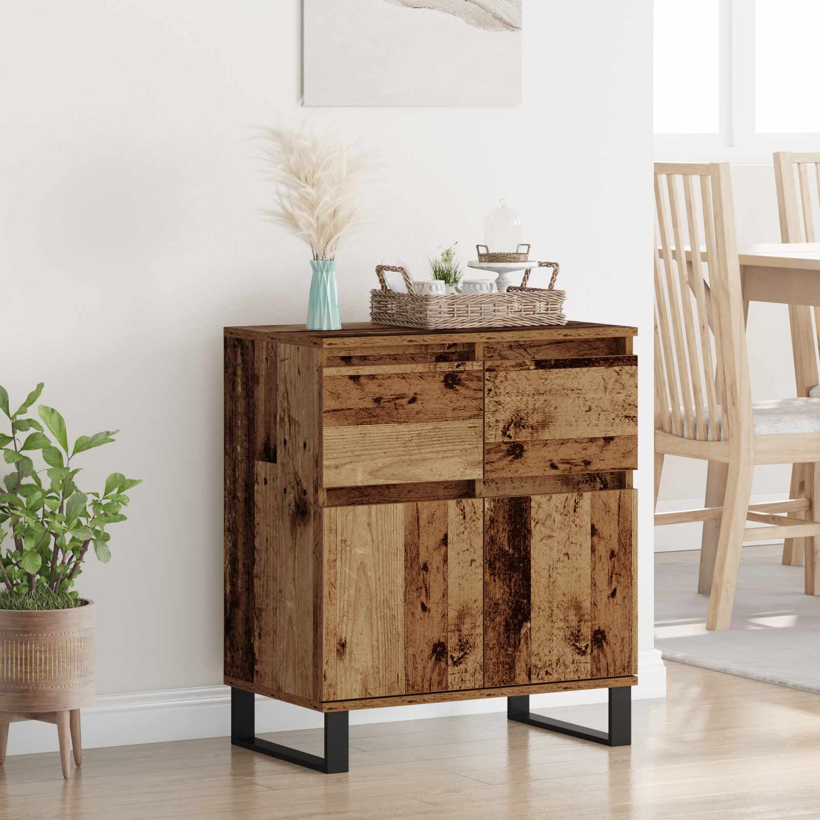 Buffet Bois Ancien 60 x 35 x 70 cm Bois d'ingénierie et fer - XIOS