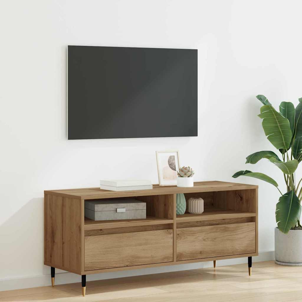 Meuble TV avec tiroir Chêne artisanal 100 x 34,5 x 44,5 cm - XIOS